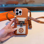 Luxury Hermès leather phone cover front view