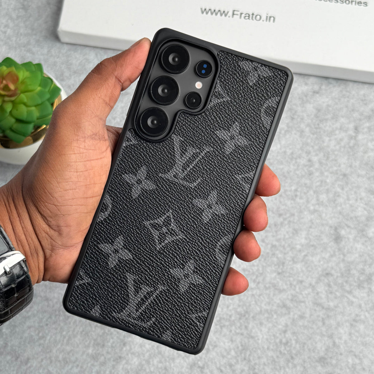 Luxury LV Samsung Case Black Monogram Cover
