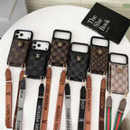 Luxury LV wallet iPhone case with strap back view