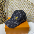 Luxury Louis Vuitton denim baseball cap front view