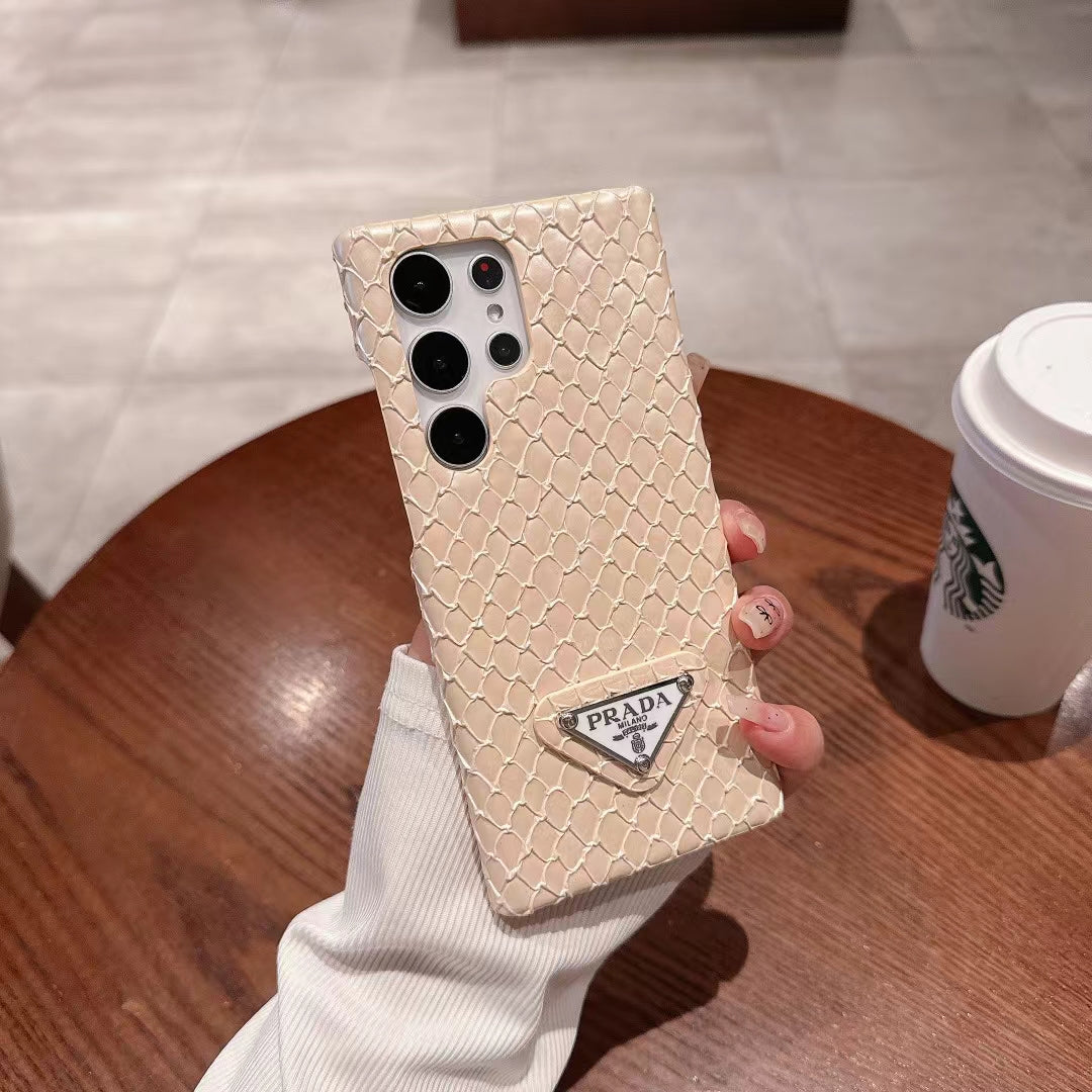 Luxury Prada Snake Samsung Case Beige