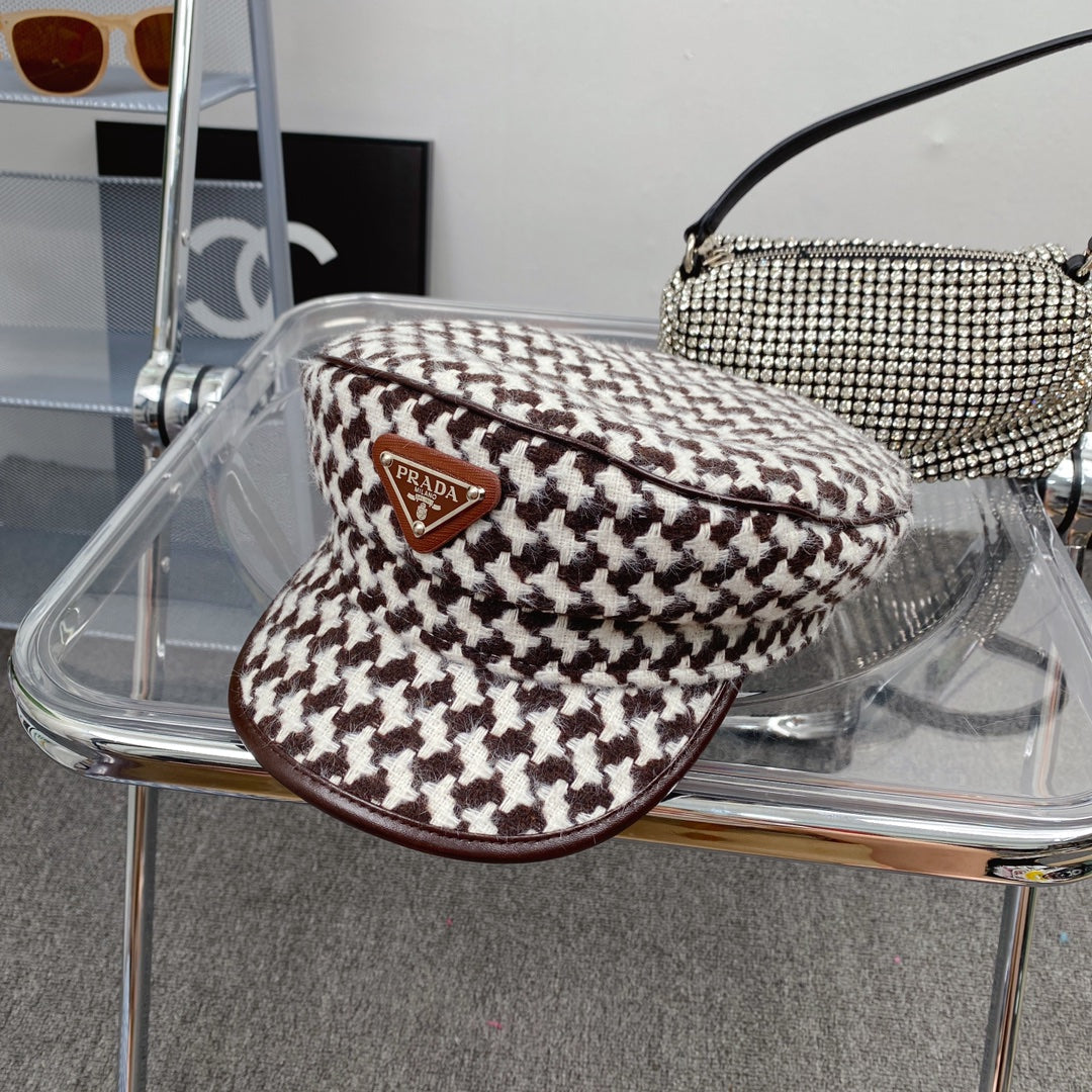 Luxury Prada checkered bucket hat