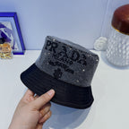 Luxury Prada crystal bucket hat front view