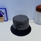 Luxury Prada crystal bucket hat front view