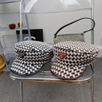 Luxury checkered cotton hat