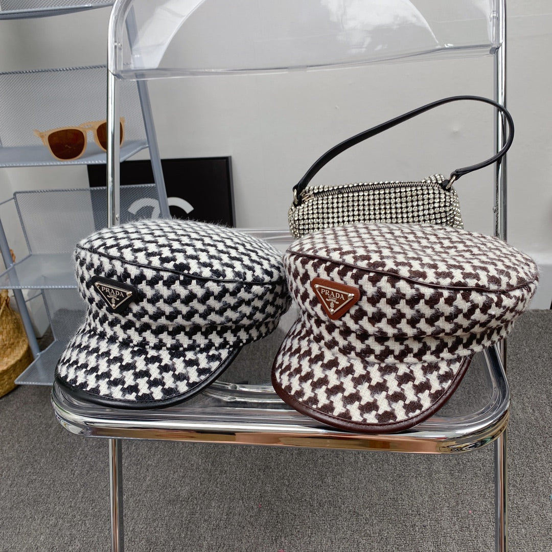Luxury checkered cotton hat
