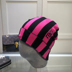 Luxury striped cashmere beanie