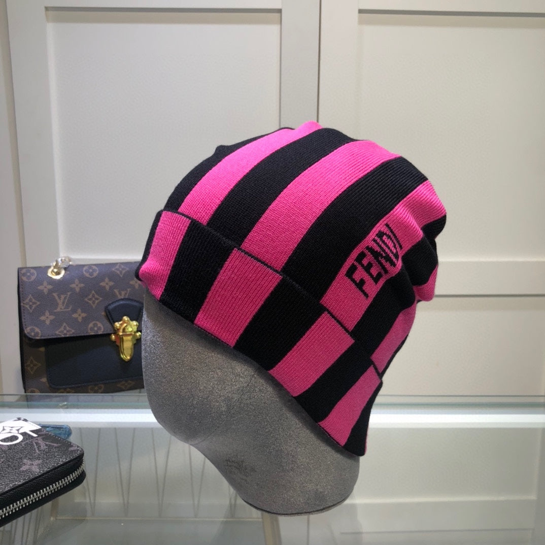 Luxury striped cashmere beanie
