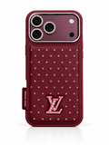 Louis Vuitton Burgundy studded case for iPhone 18 Pro Max – front view