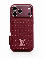 Louis Vuitton Burgundy studded case for iPhone 18 Pro Max – front view