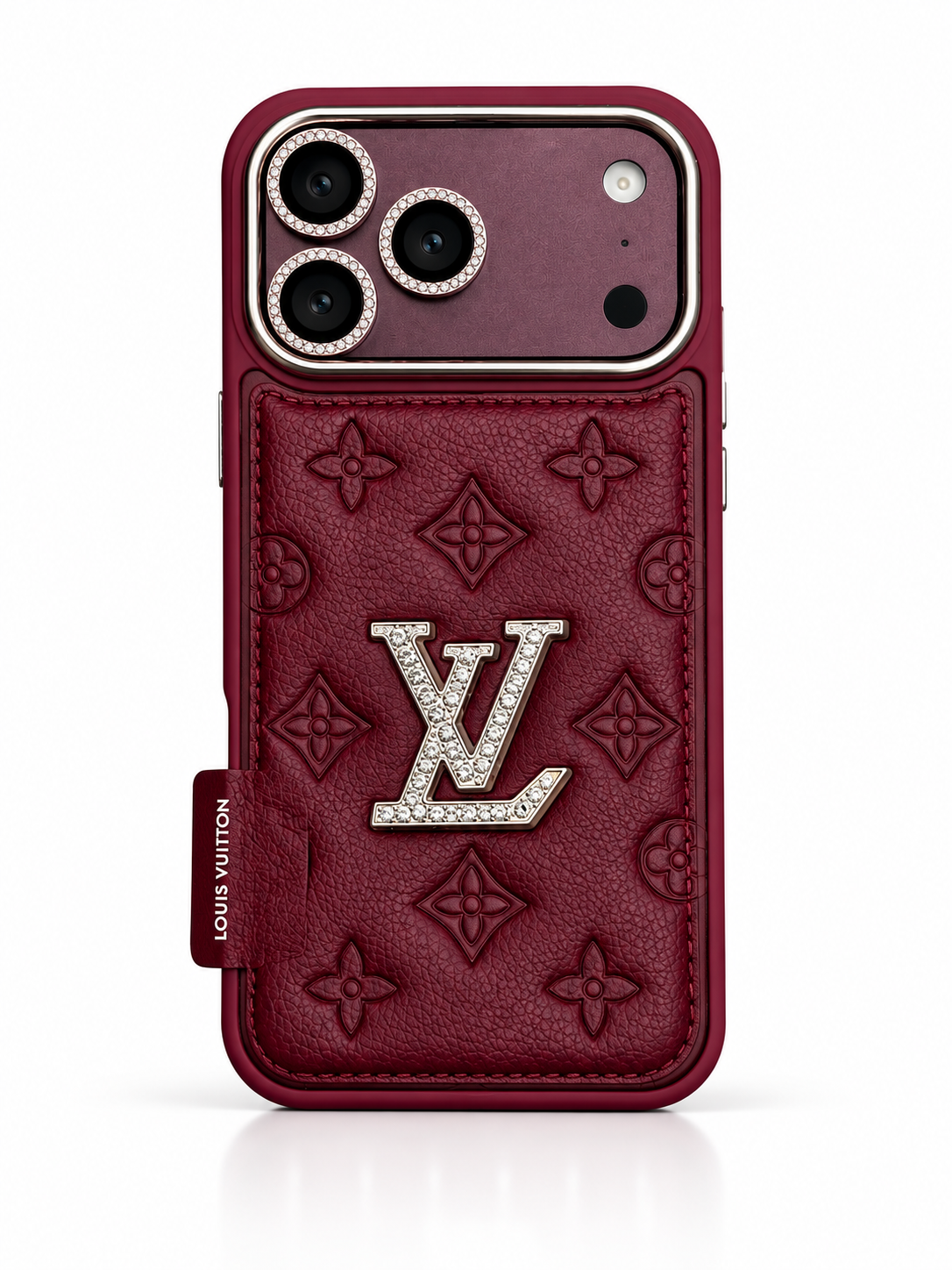 Louis Vuitton Burgundy embossed case for iPhone 18 Pro Max – front view
