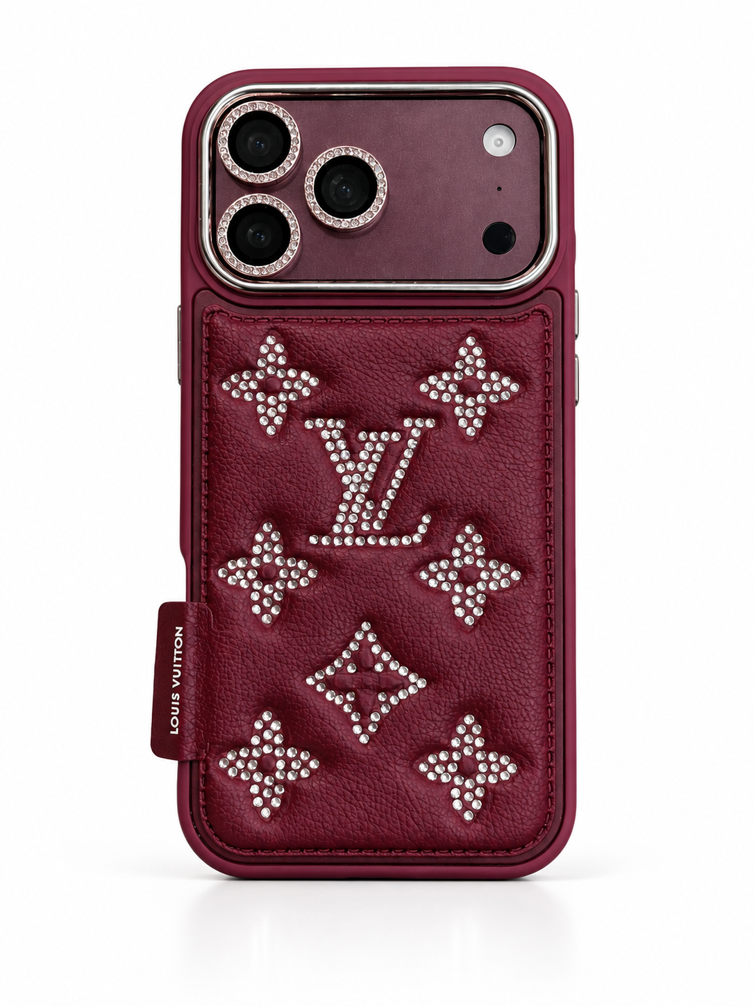 Louis Vuitton Burgundy crystal case for iPhone 18 Pro Max – front view