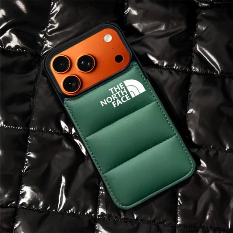 The North Face Puffer Jacket iPhone 17 Case – Shockproof Winter Style Cover for iPhone 17, 16, 15, 14