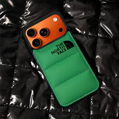 The North Face Puffer Jacket iPhone 17 Case – Shockproof Winter Style Cover for iPhone 17, 16, 15, 14