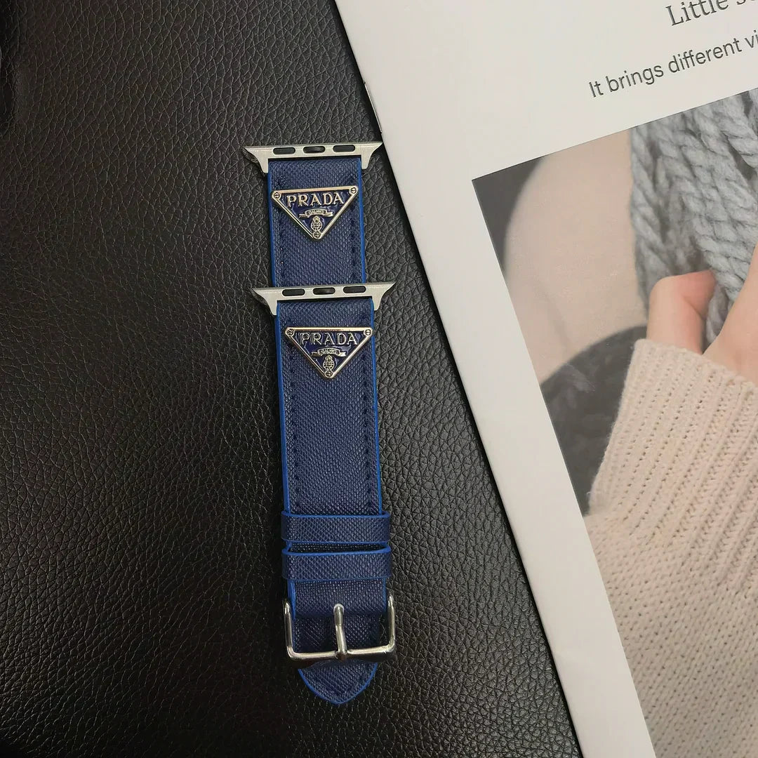 Prada Apple Watch Band Blue Leather