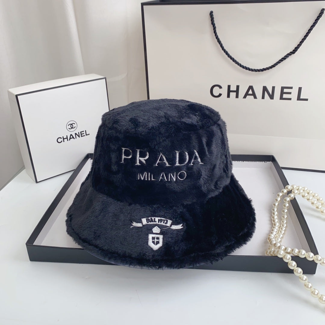 Prada Milano plush faux fur bucket hat
