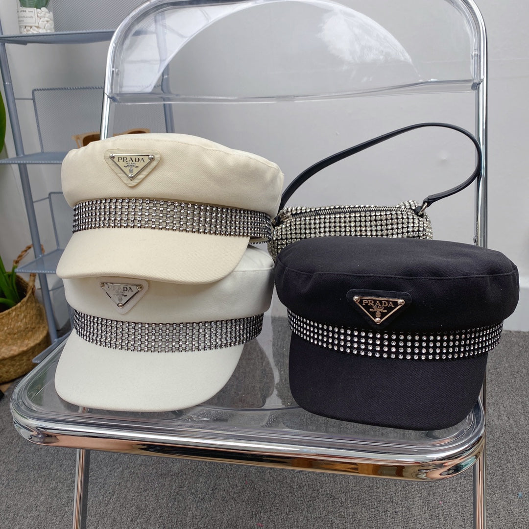 Prada black beret with triangle logo