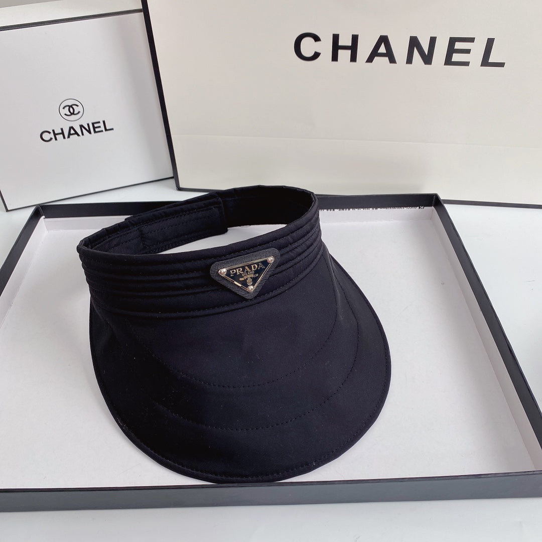 Prada black open top sun visor