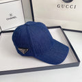 Prada dark denim baseball cap front view
