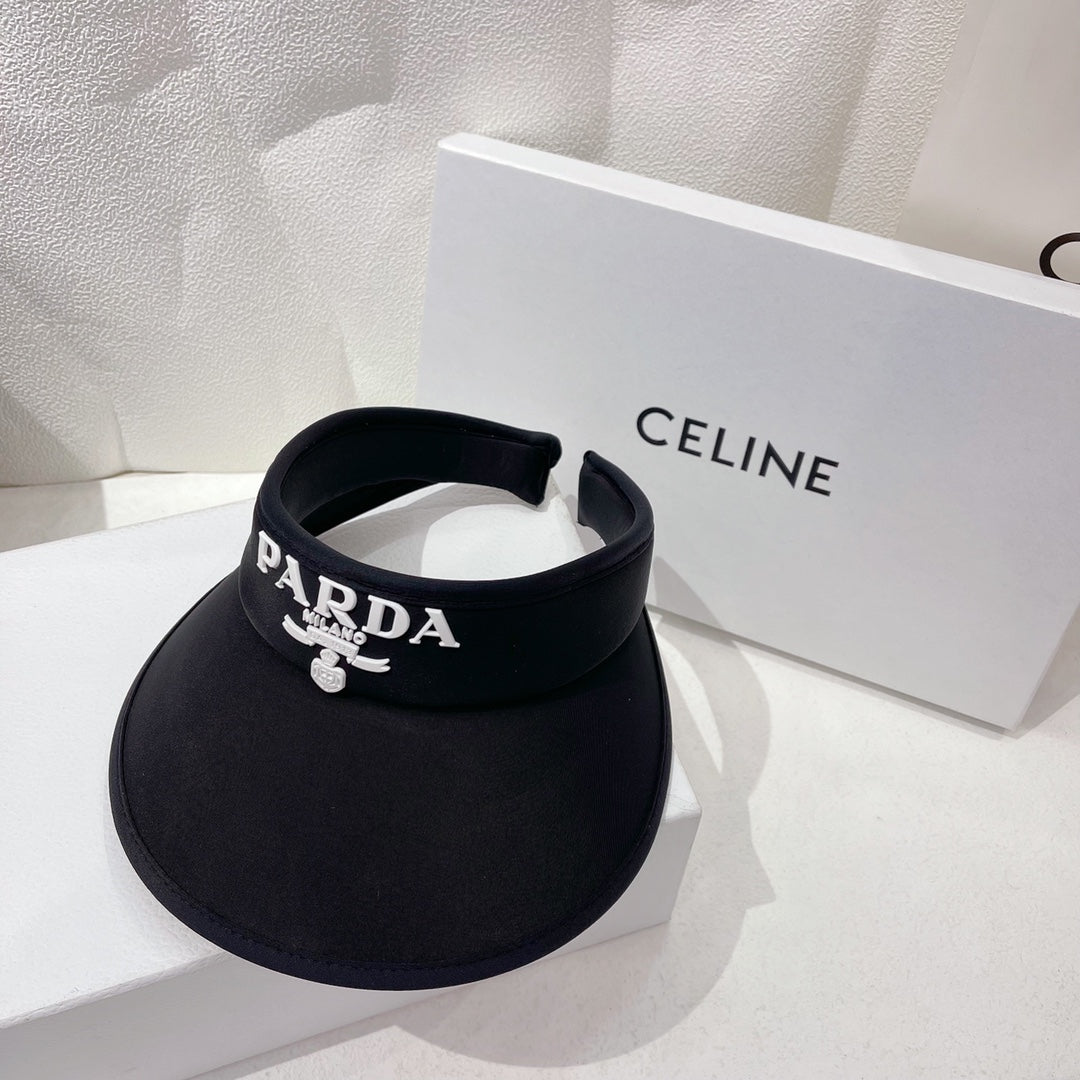 Prada designer sun hat classic black front view