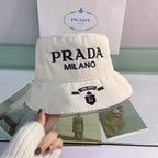 Prada embroidered bucket hat front view
