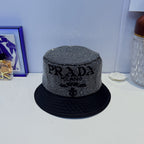 Prada full crystal bucket hat white rhinestone