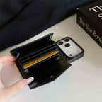 Prada iPhone 17 Pro Max wallet case detail shot