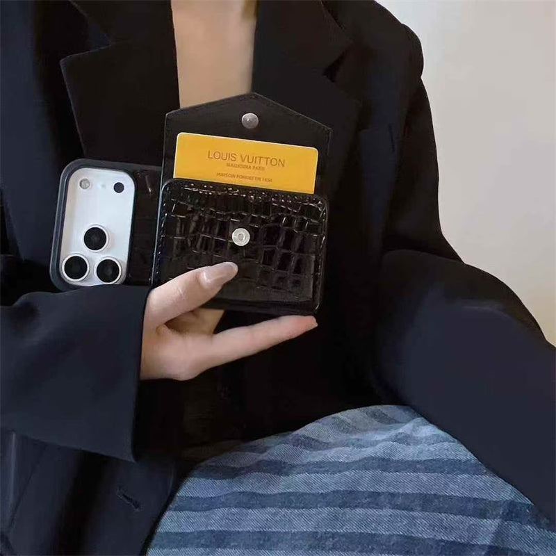 Prada iPhone 17 Pro Max wallet case detail shot