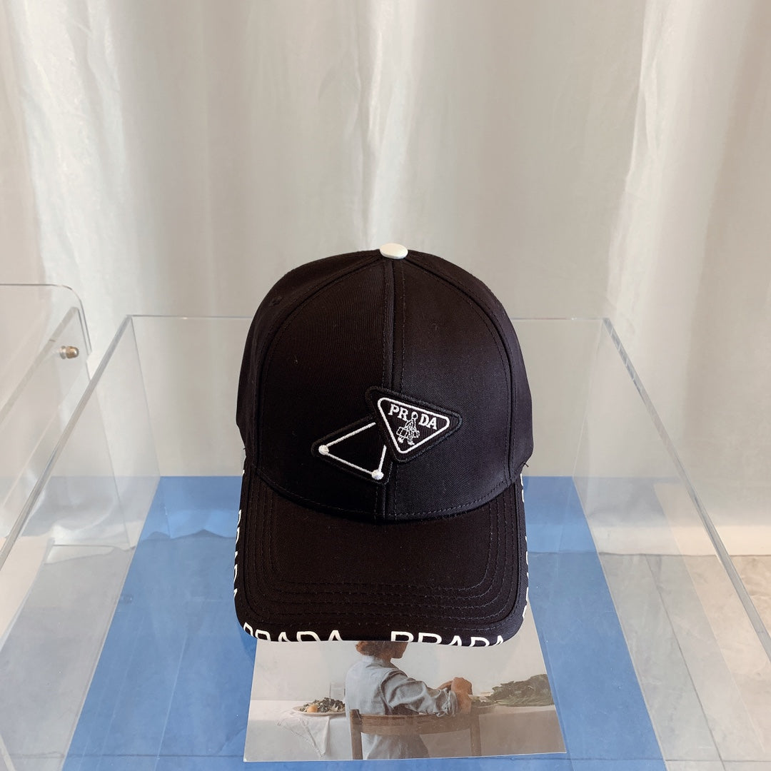 Prada luxury baseball cap classic black front view