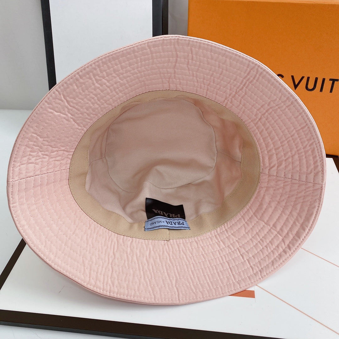 Prada luxury sun bucket hat close up