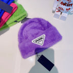 Prada rabbit fur knit beanie