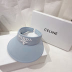 Prada raffia open-top sun hat ocean blue front view