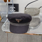 Prada triangle logo cotton beret