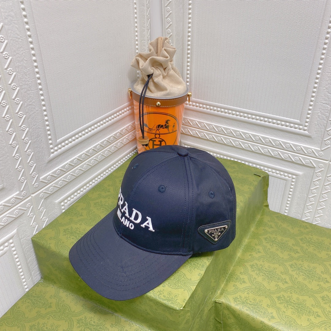 Prada triangle logo embroidered baseball cap black