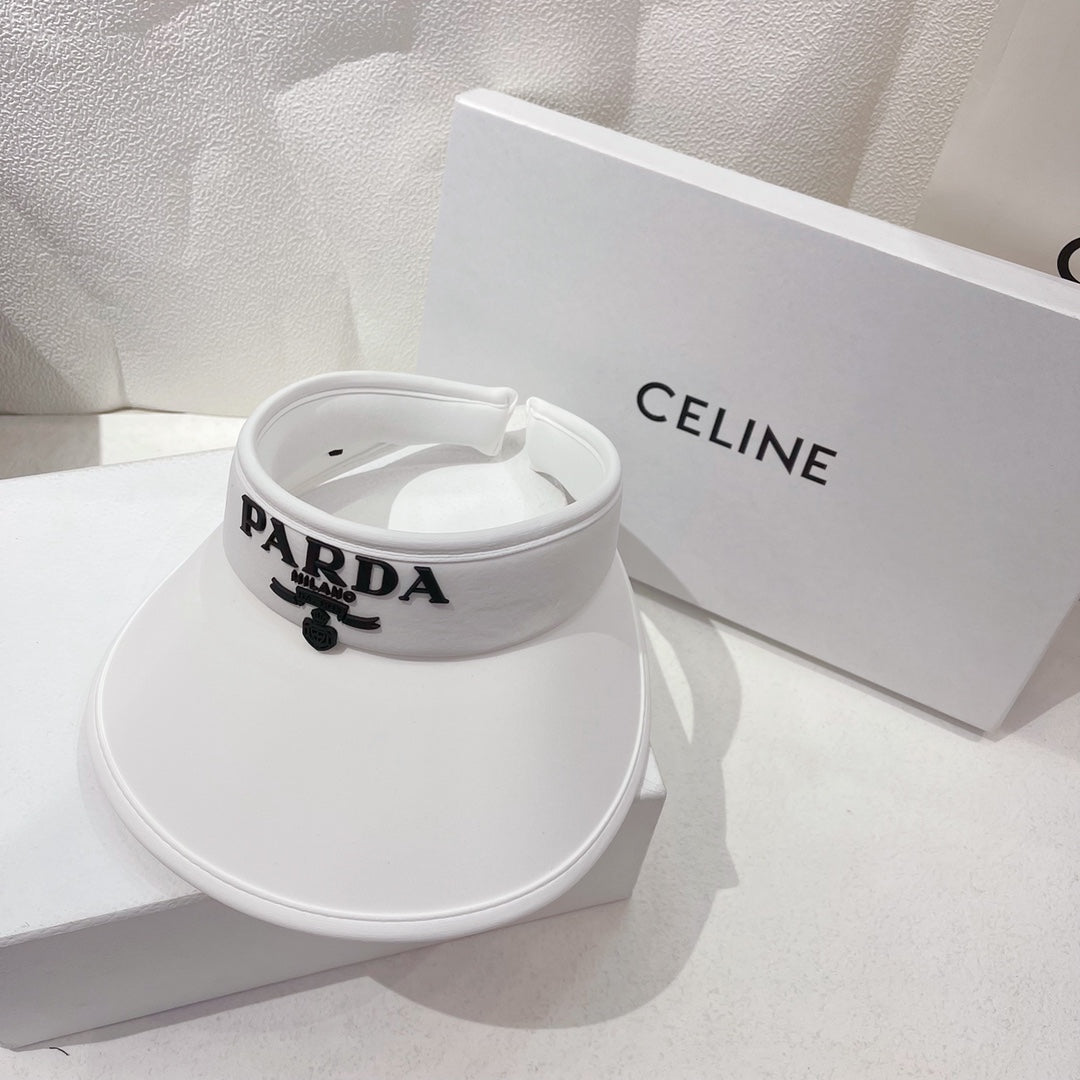 Prada woven raffia sun hat ivory white front view