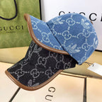Premium Adidas x Gucci denim baseball cap close up