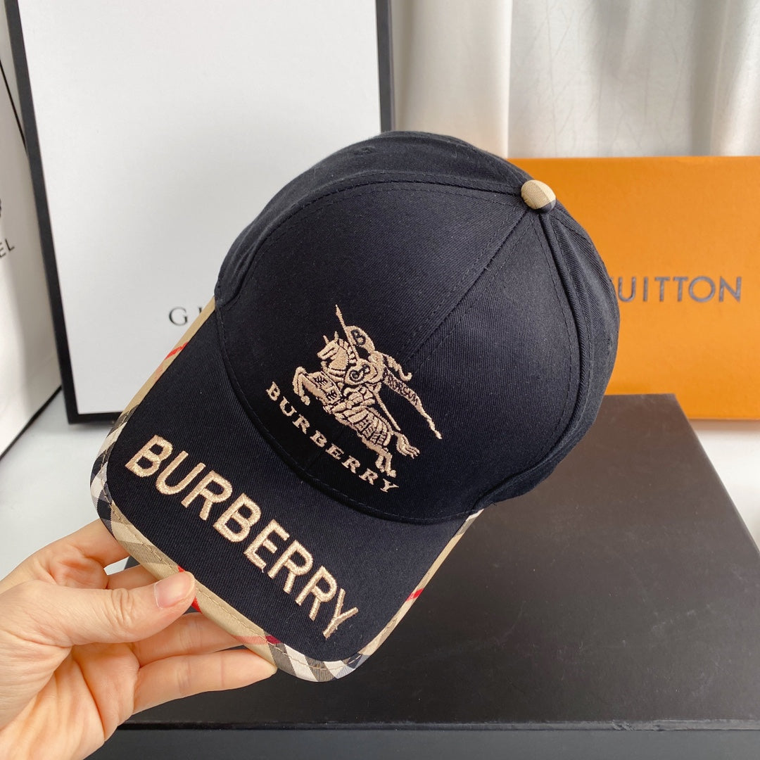 Premium Burberry cotton baseball cap close-up