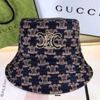 Premium CELINE embroidered cotton bucket hat