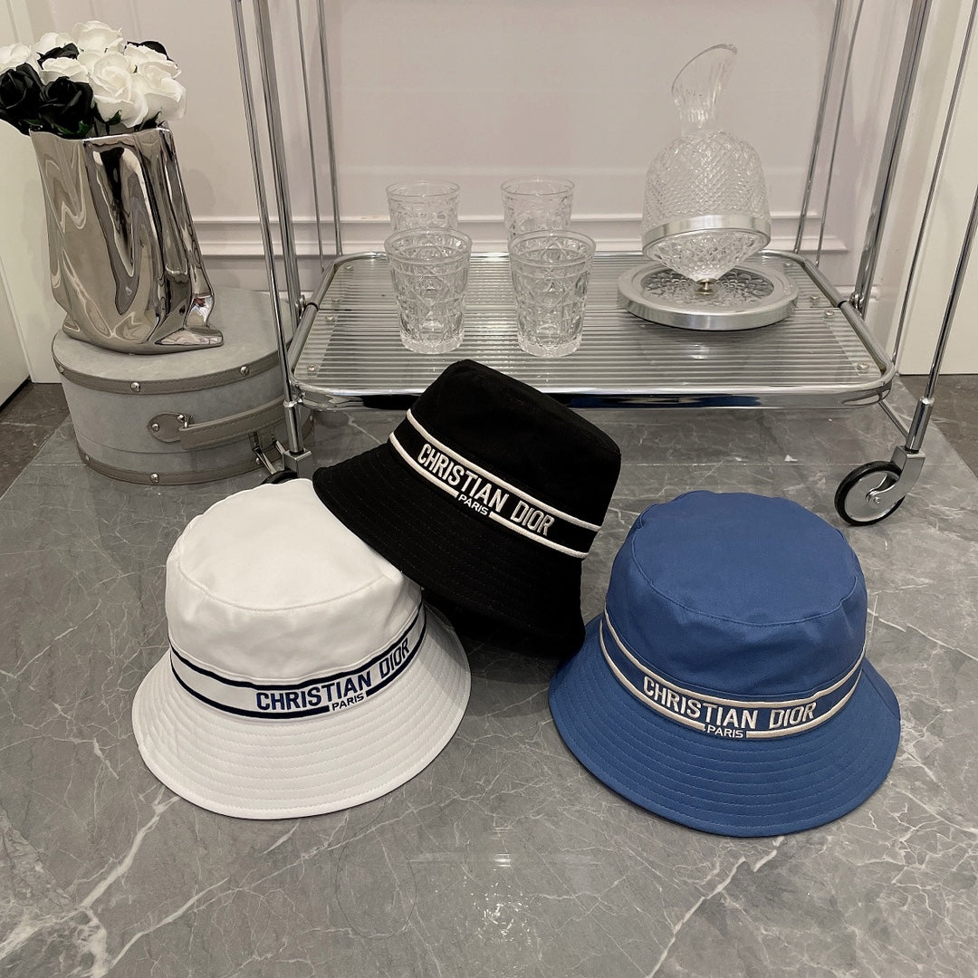 Premium Dior embroidered cotton bucket hat