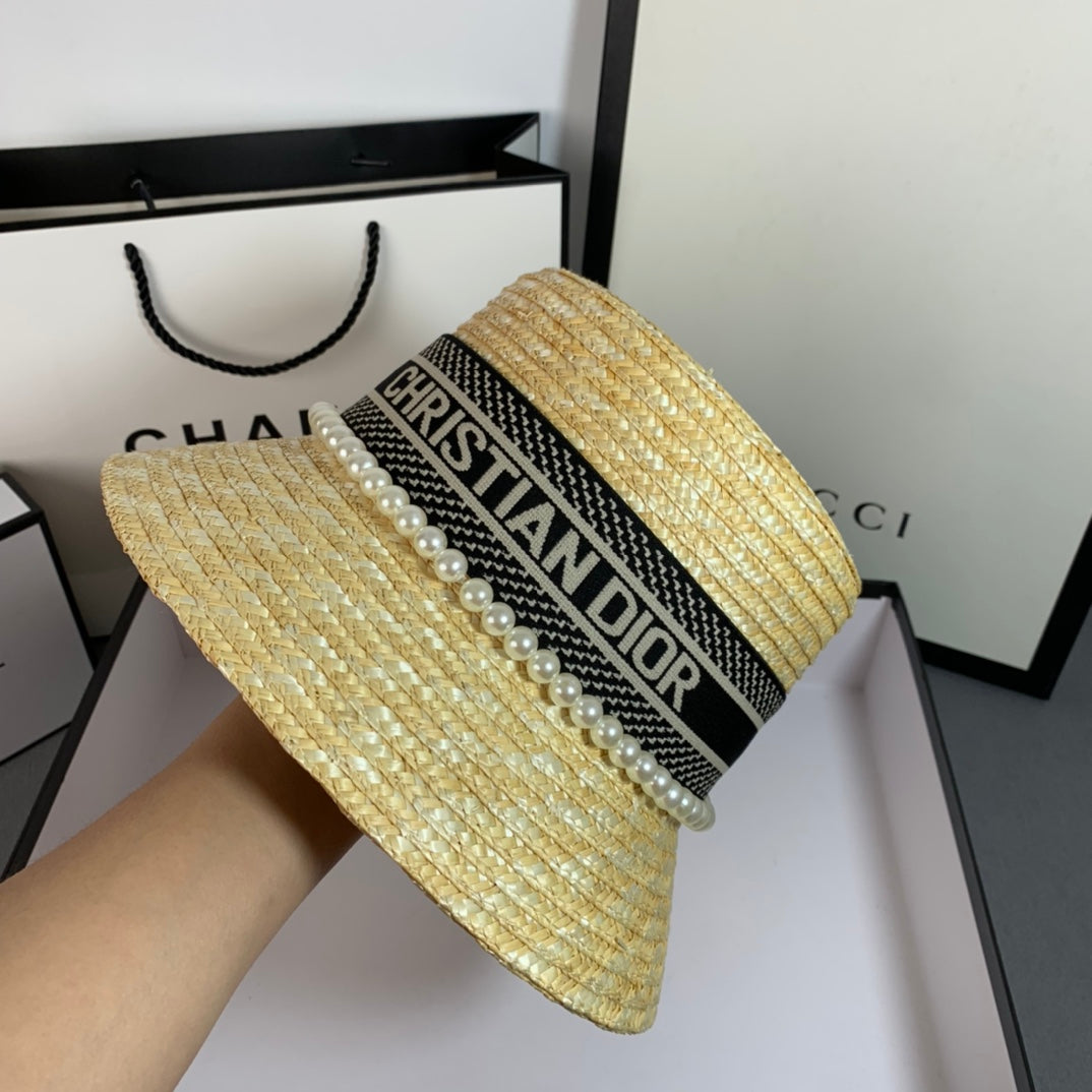 Premium Dior pearl woven bucket hat
