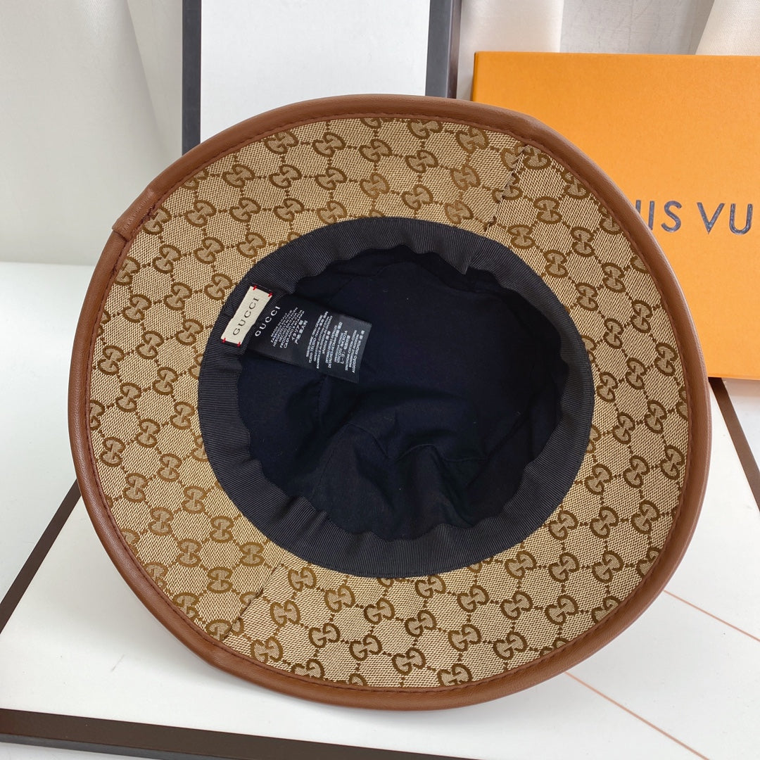 Premium Gucci GG canvas bucket hat close up