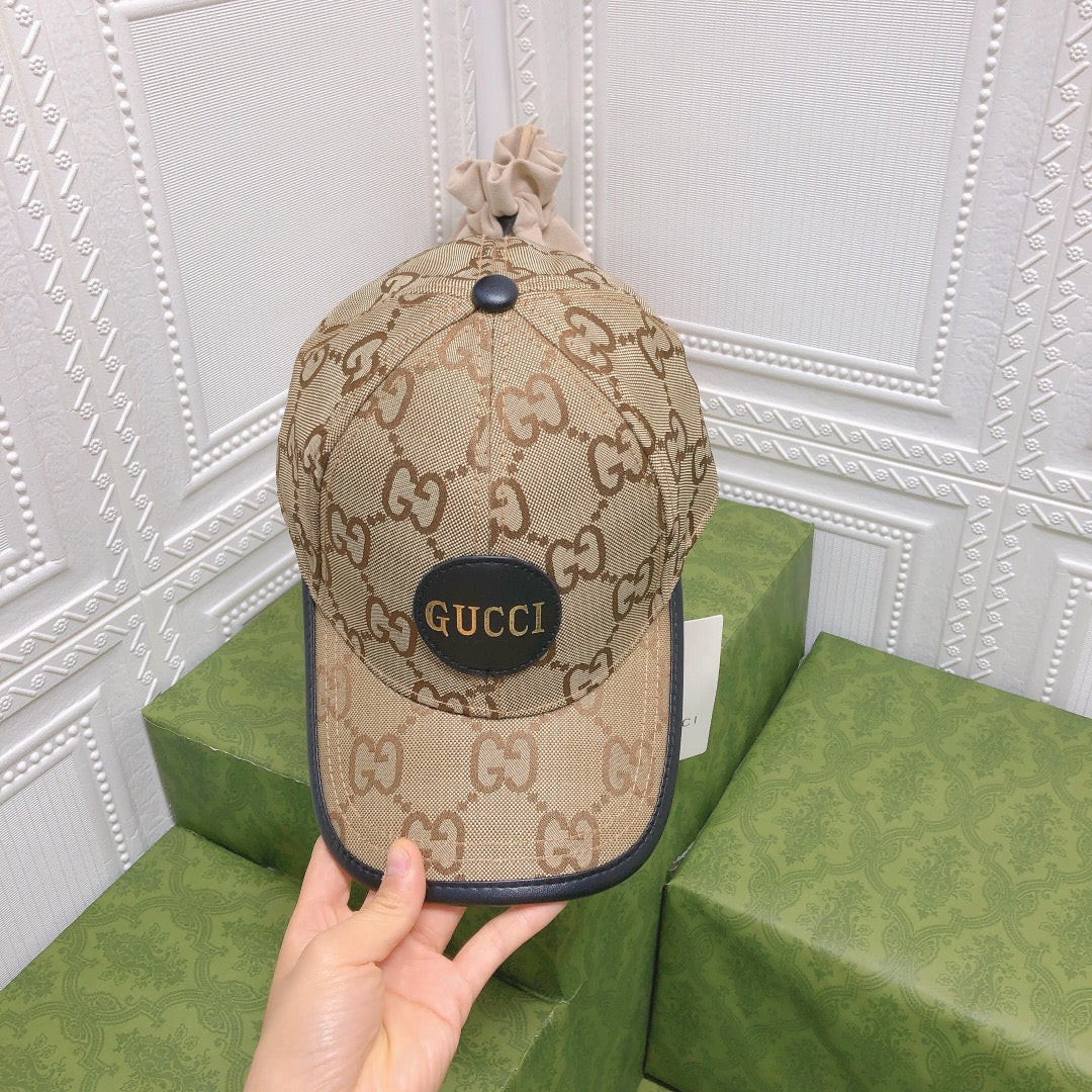 Premium Gucci leather bound cap detail