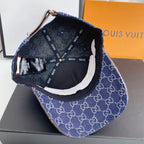 Premium Gucci monogram denim cap close up
