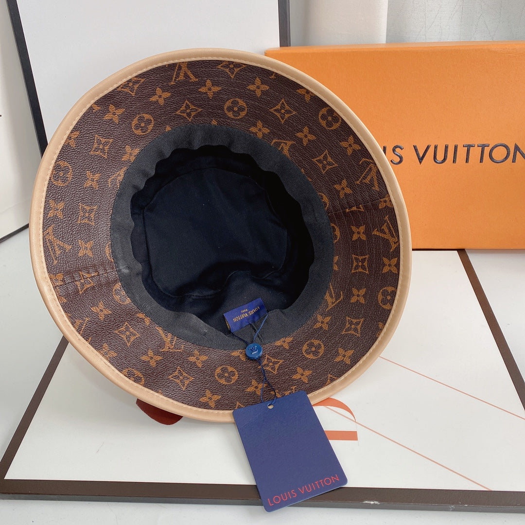 Premium LV monogram bucket hat rear view