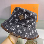 Premium Louis Vuitton canvas bucket hat detail