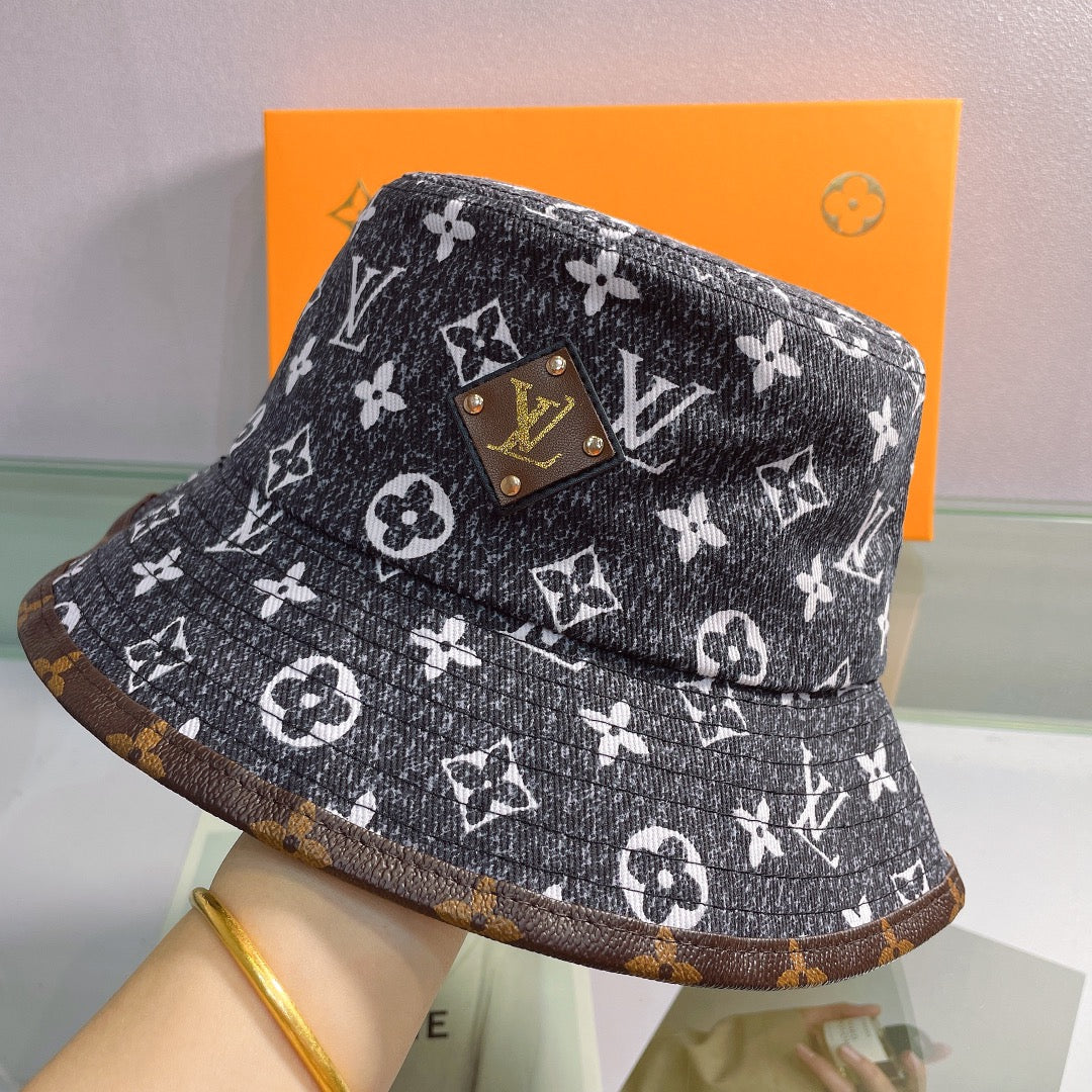 Premium Louis Vuitton canvas bucket hat detail