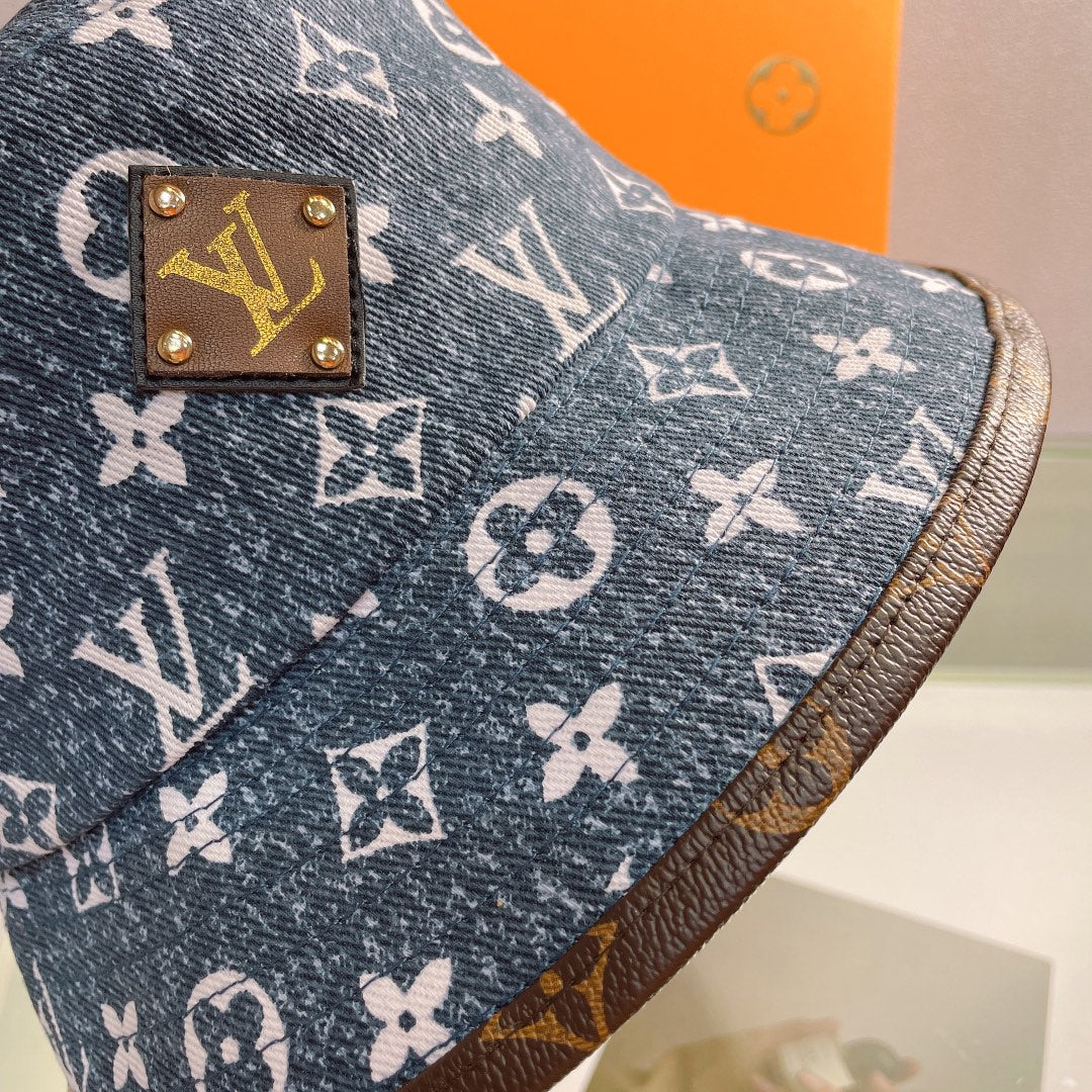 Premium Louis Vuitton canvas bucket hat detail