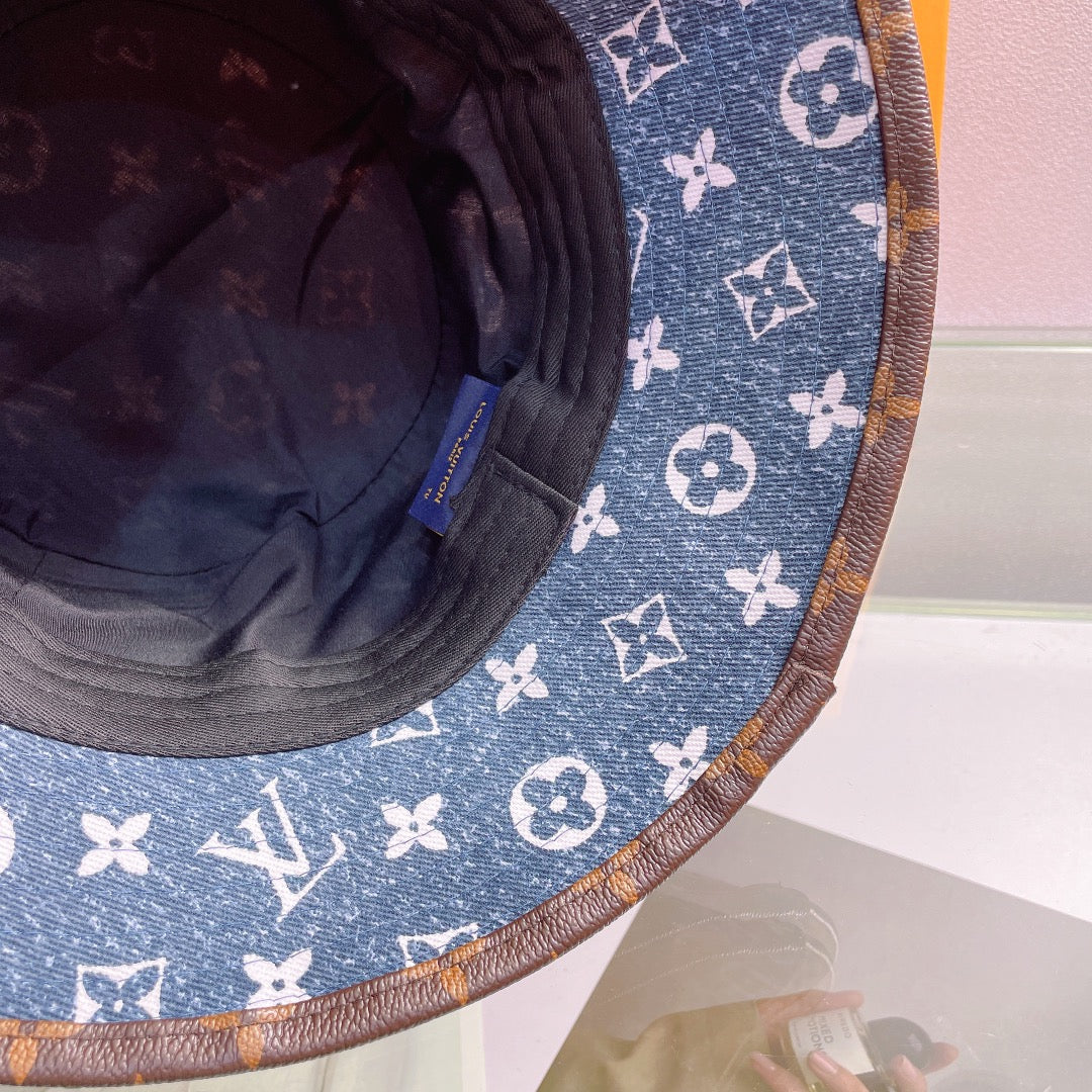 Premium Louis Vuitton canvas bucket hat detail