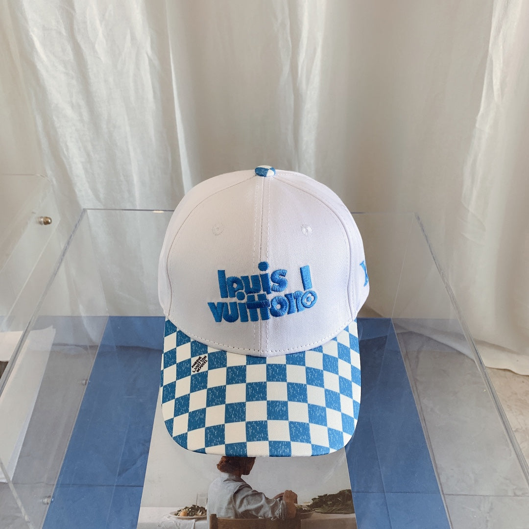 Premium Louis Vuitton checkered cap detail