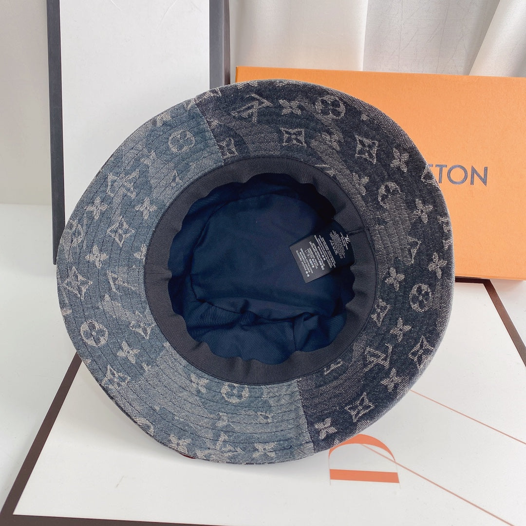 Premium Louis Vuitton denim bucket hat rear view